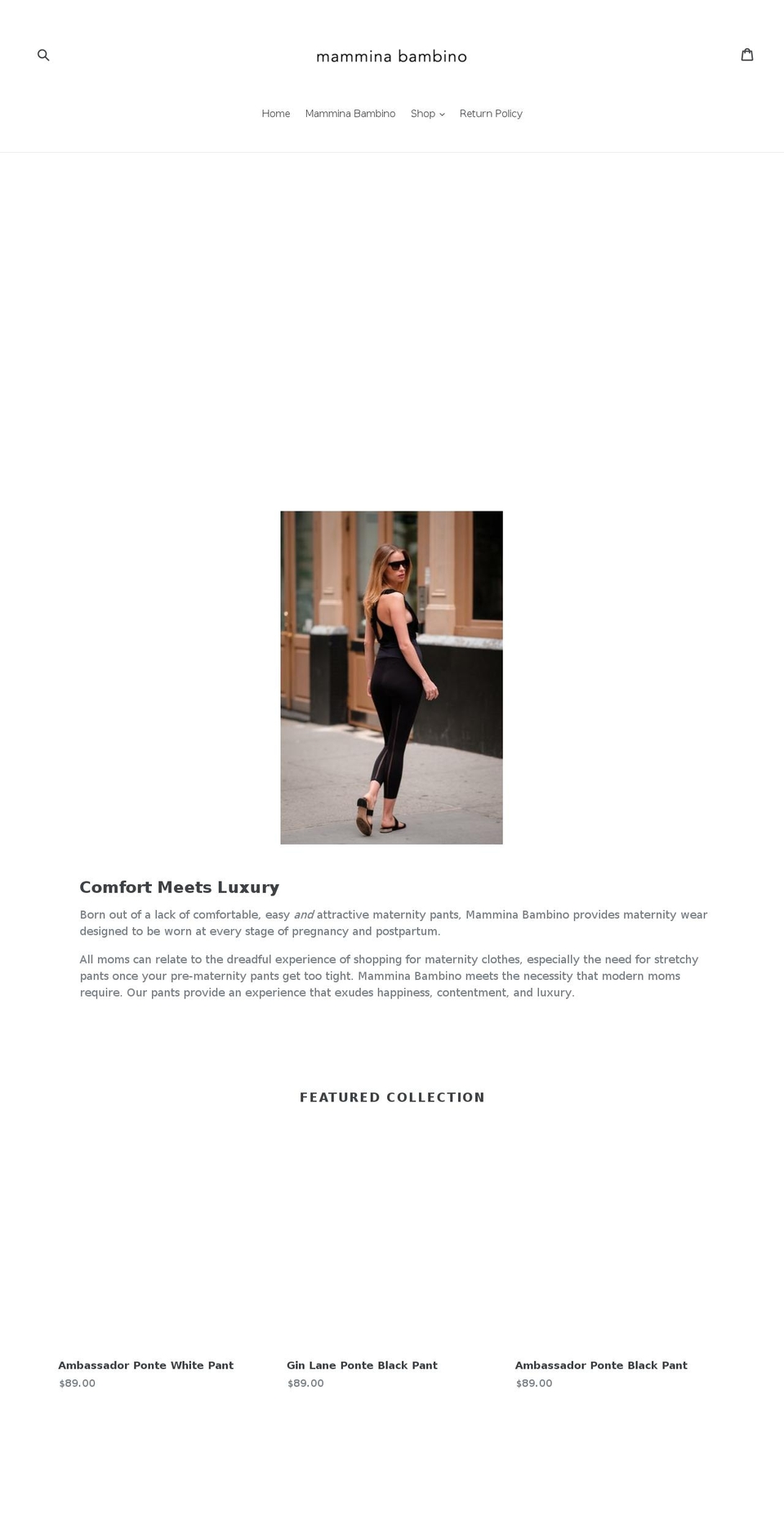 mamminabambino.com — Shopify storefront screenshot