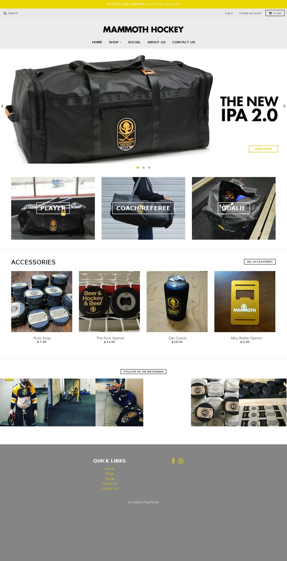 mammoth-hockey.com shopify website screenshot