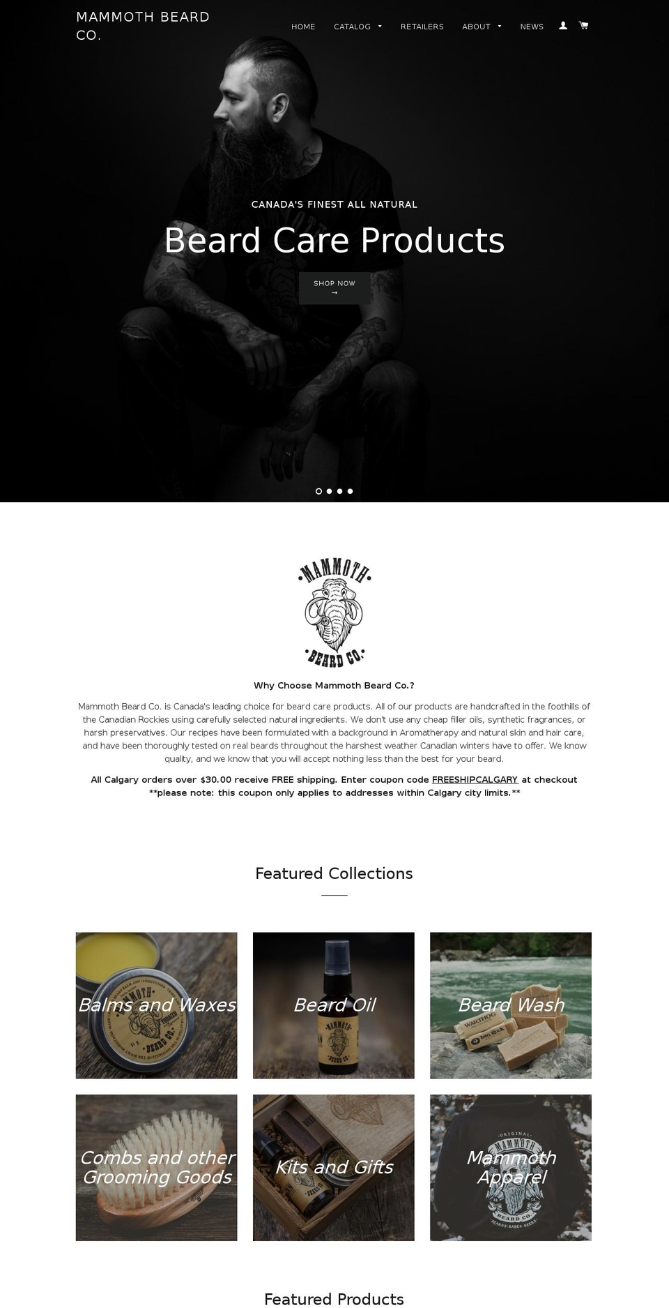 mammothbeard.com shopify website screenshot