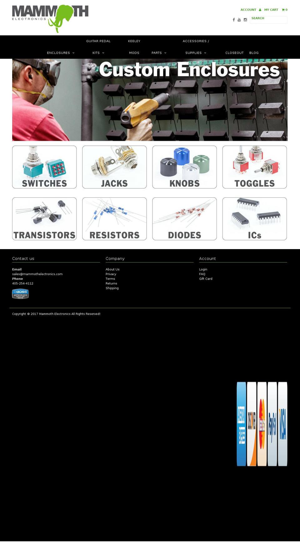 mammothelectronics.com shopify website screenshot