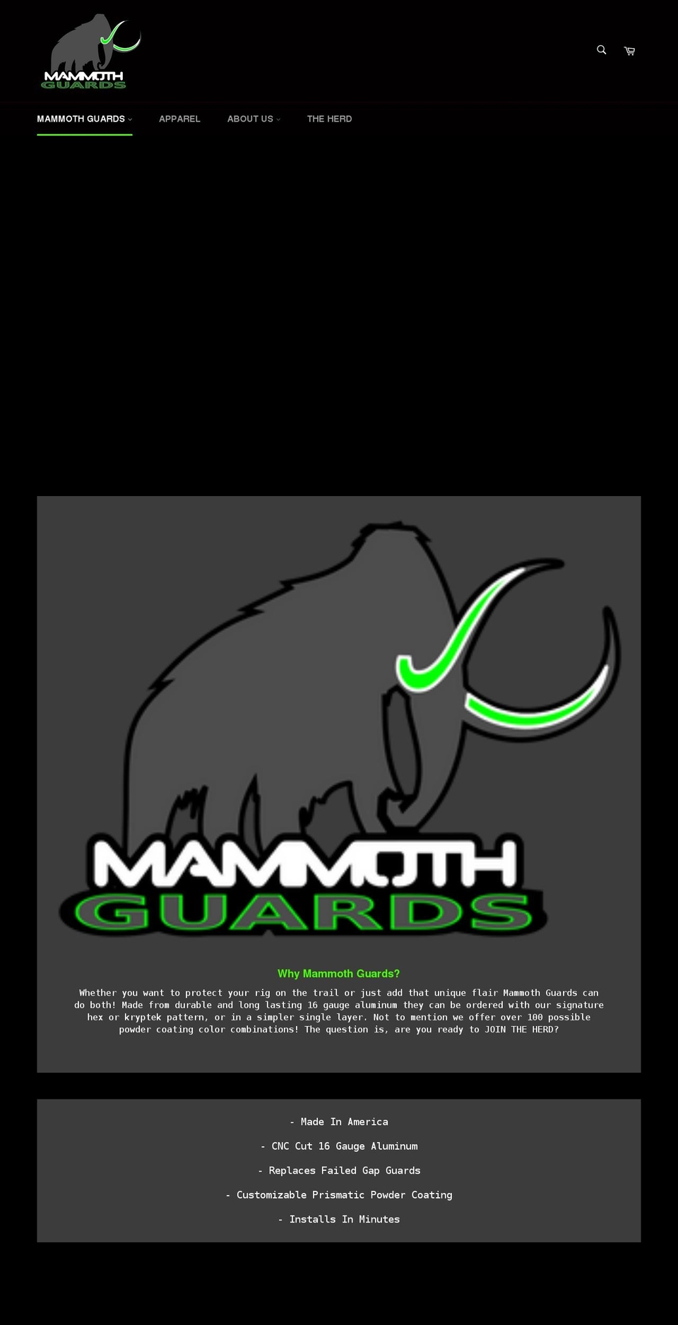 mammothguardsusa.com shopify website screenshot