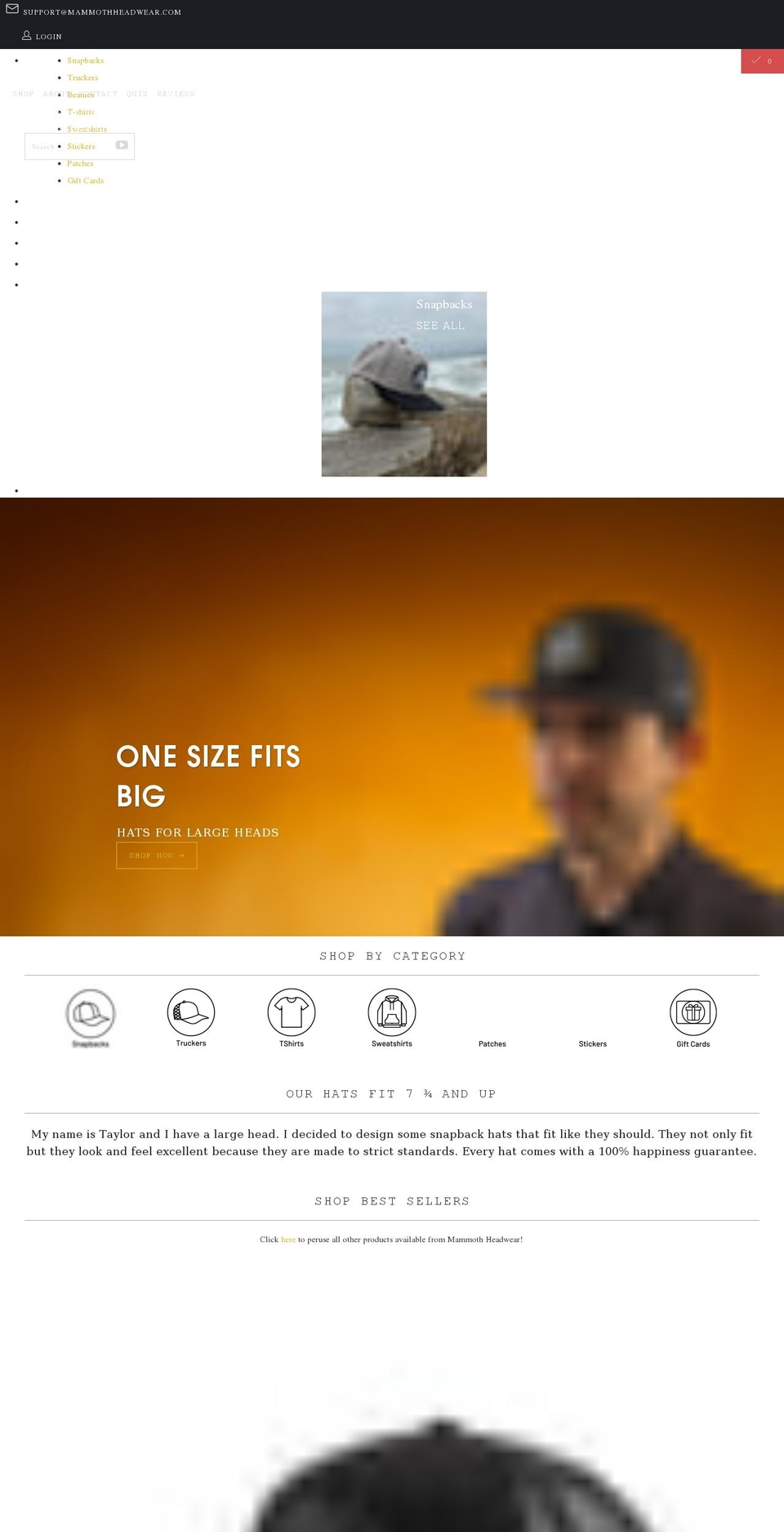 mammothheadwear.com shopify website screenshot