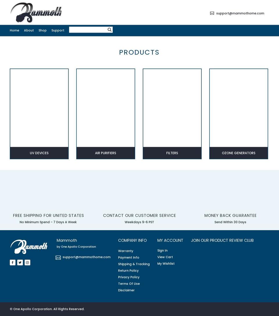 mammothome.com — Shopify storefront screenshot
