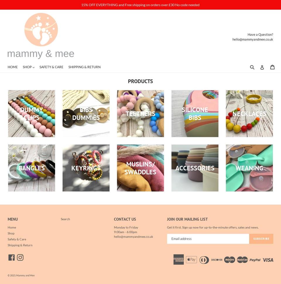 mammyandmee.com shopify website screenshot