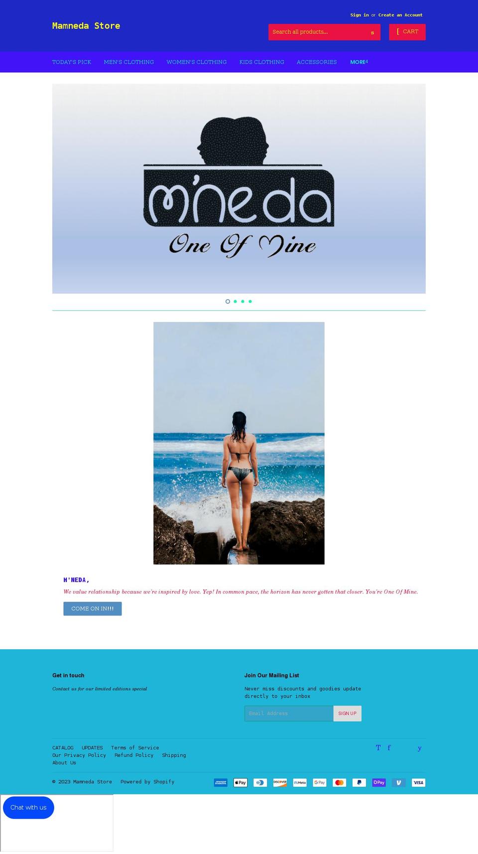 mamneda.com shopify website screenshot