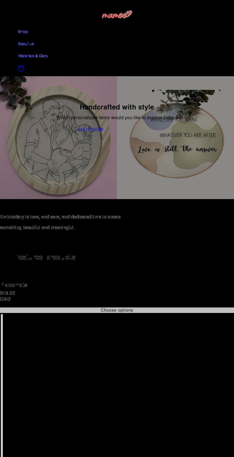 mamoocrafts.com shopify website screenshot