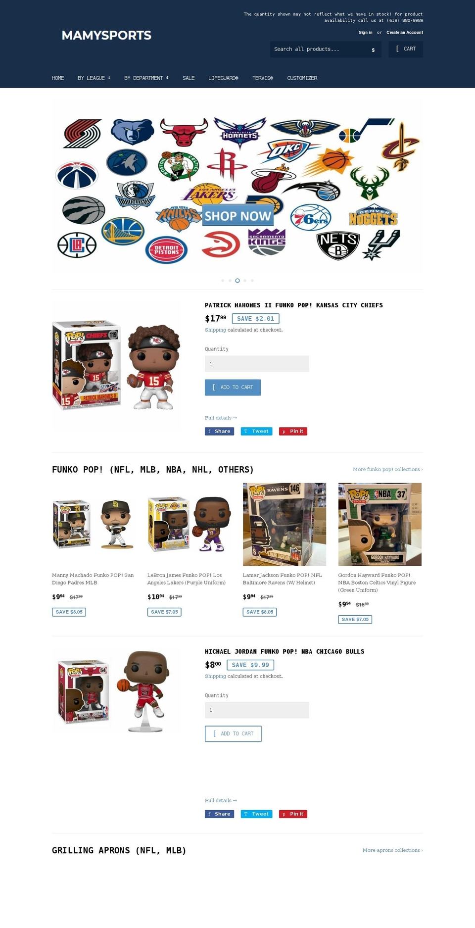mamysports.com shopify website screenshot
