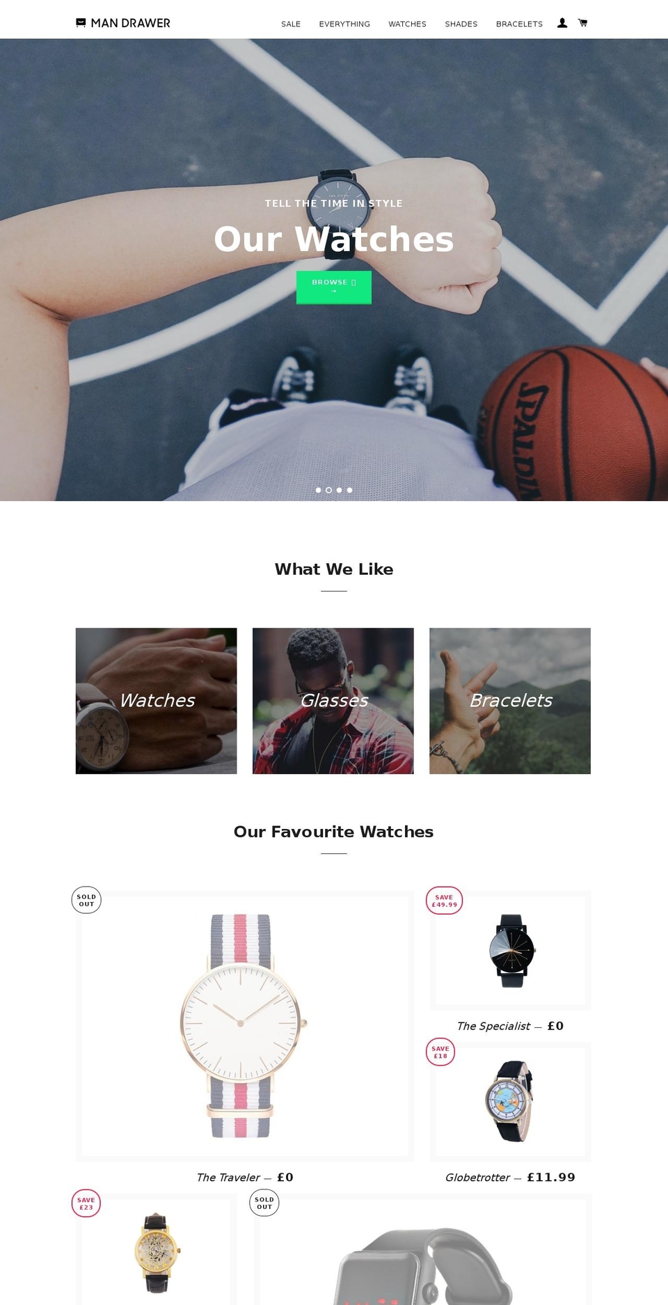 man-drawer.co shopify website screenshot