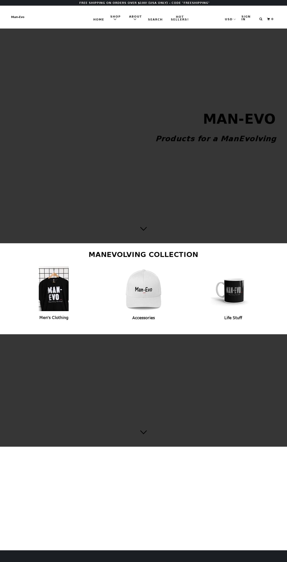 man-evo.com — Shopify storefront screenshot