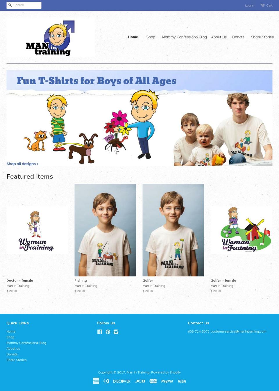 man-in-training.com shopify website screenshot