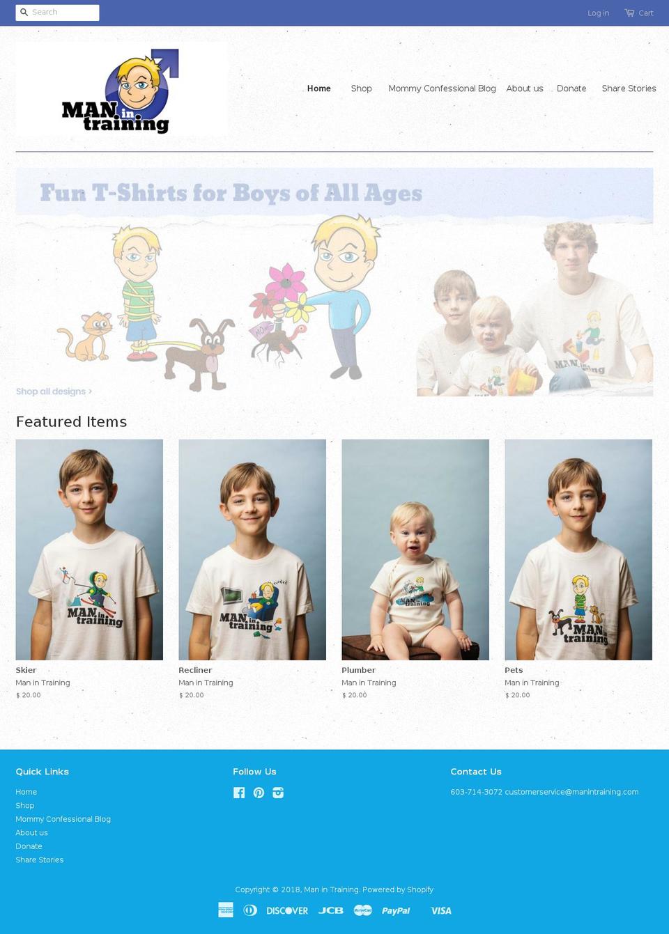 man-in-training.net shopify website screenshot