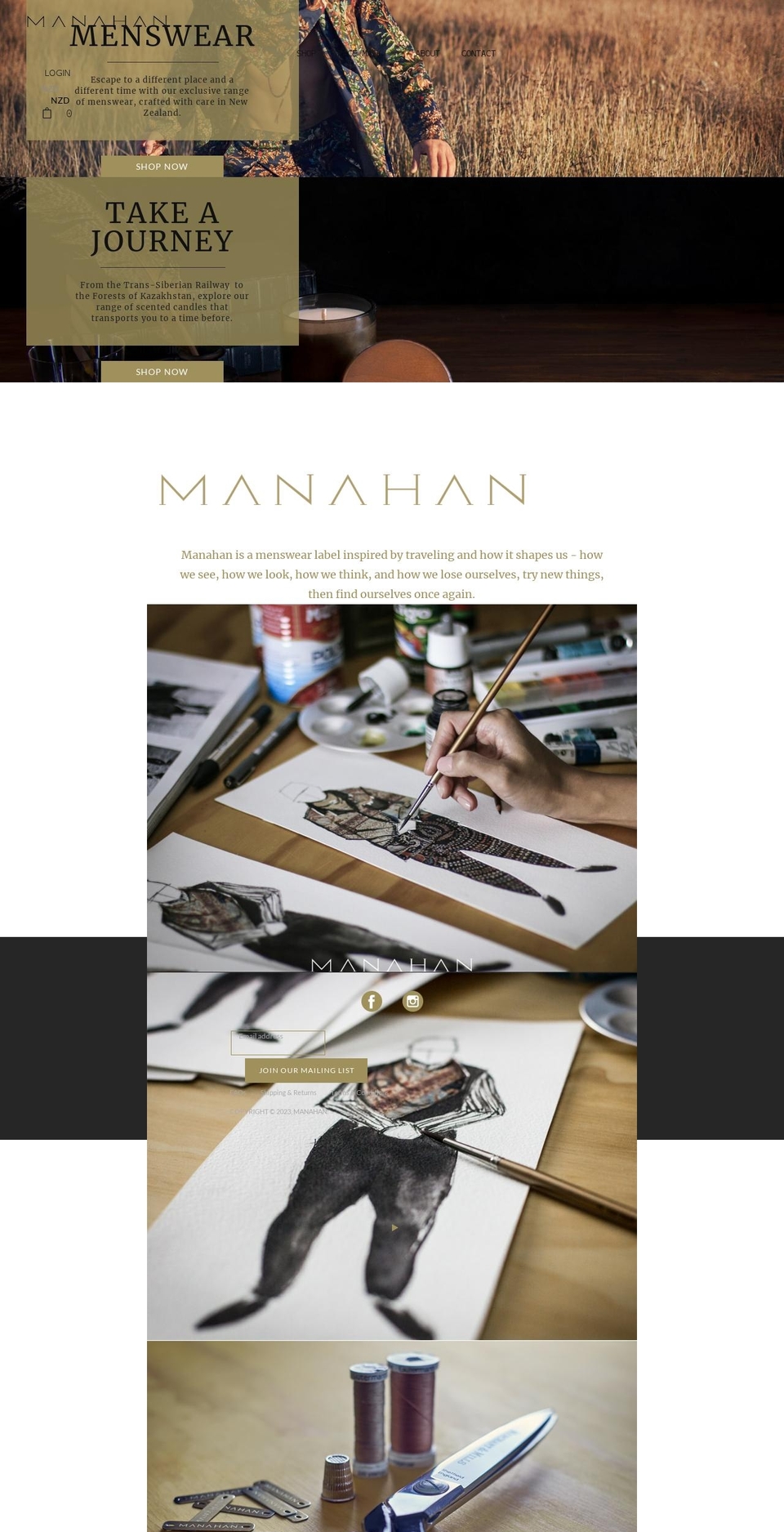 manahan.co.nz shopify website screenshot