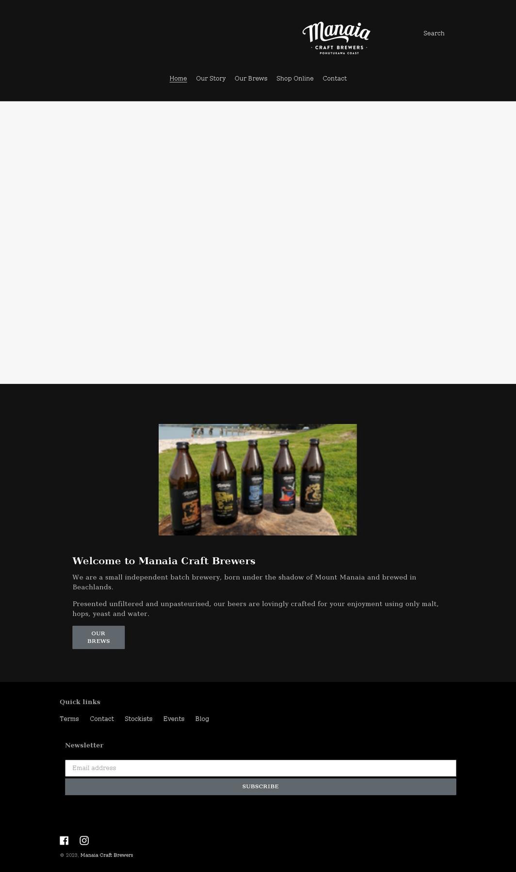 manaiacraftbrewers.co.nz shopify website screenshot