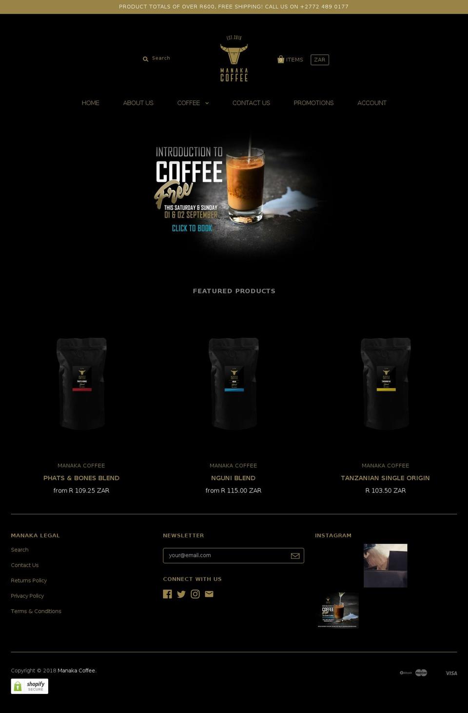 manaka.coffee shopify website screenshot