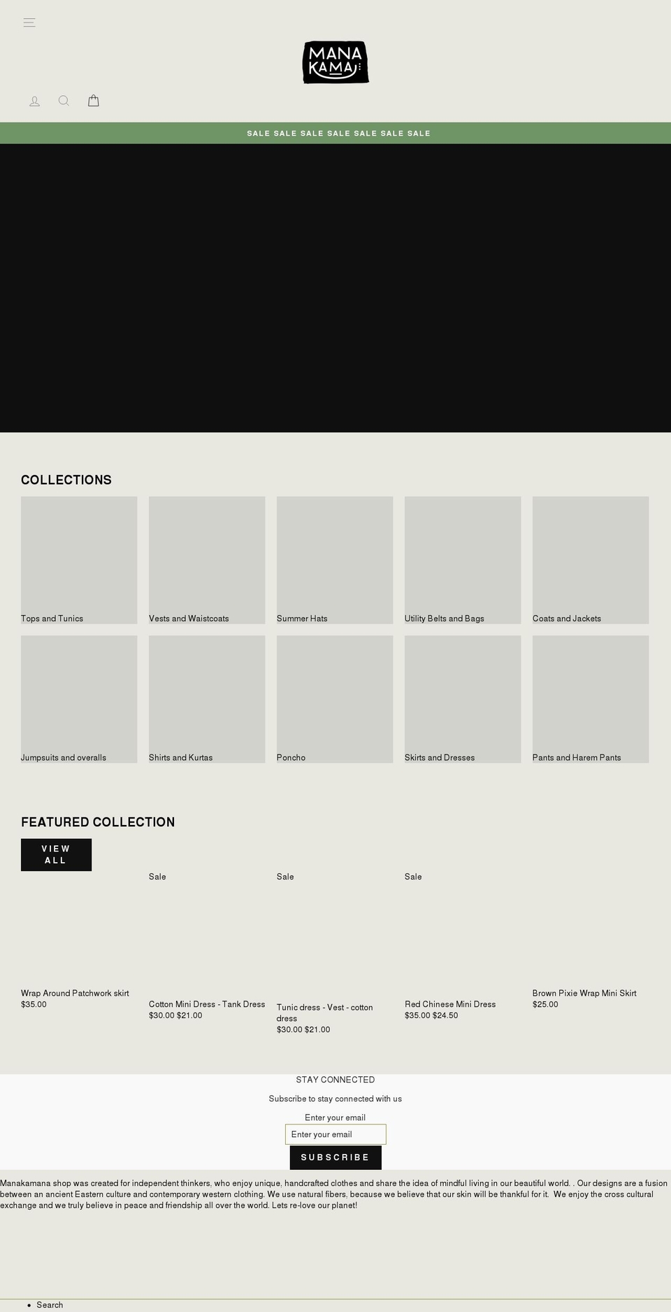 manakama.com shopify website screenshot