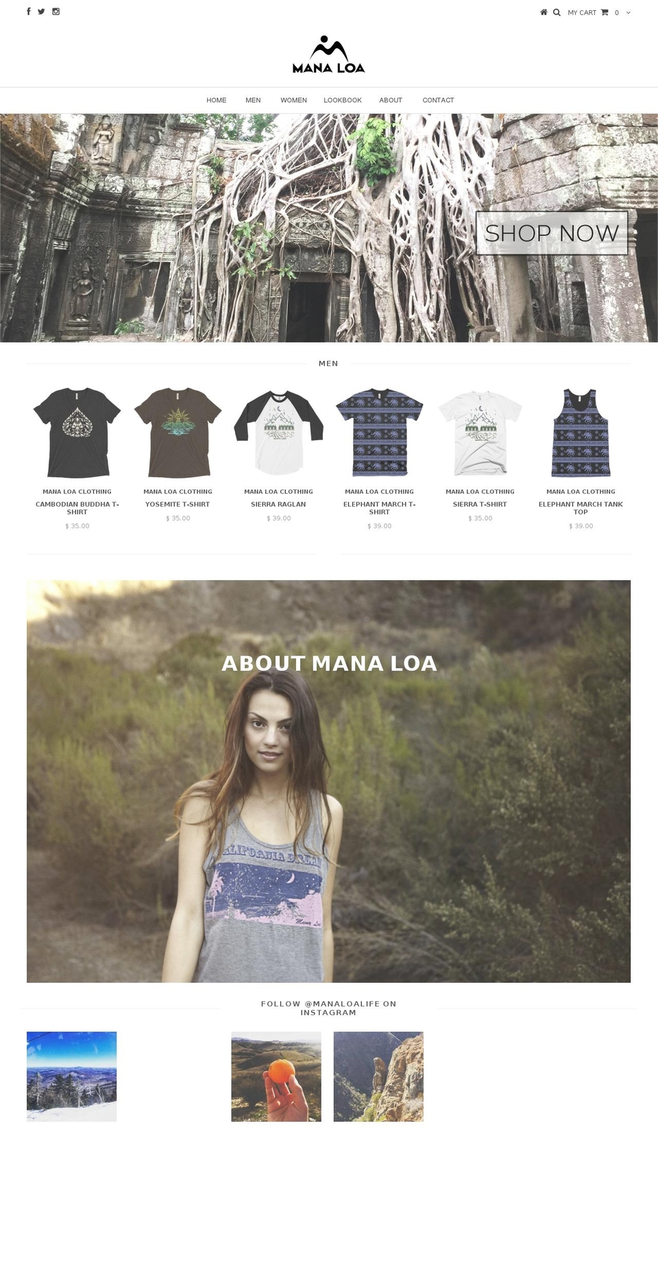 manaloaclothing.com shopify website screenshot