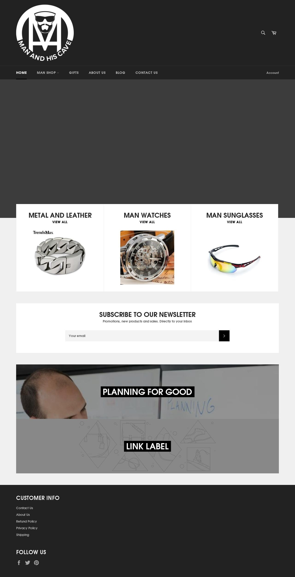 manandhiscave.com shopify website screenshot