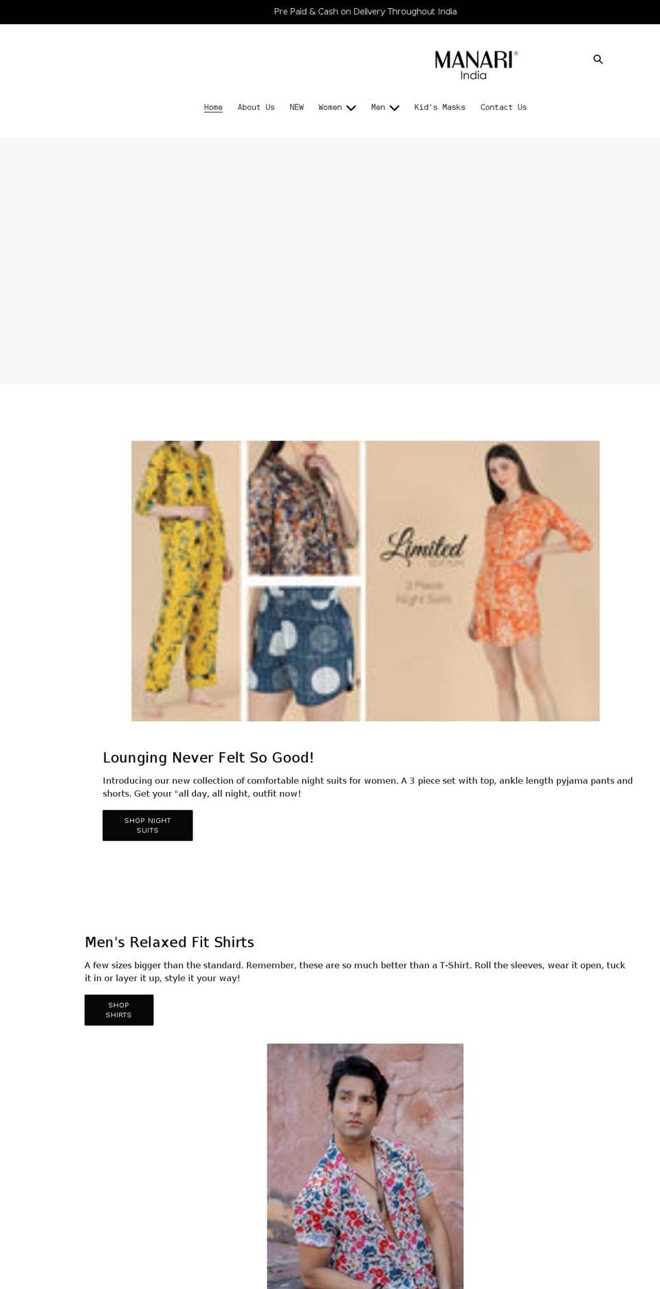 manariindia.com shopify website screenshot