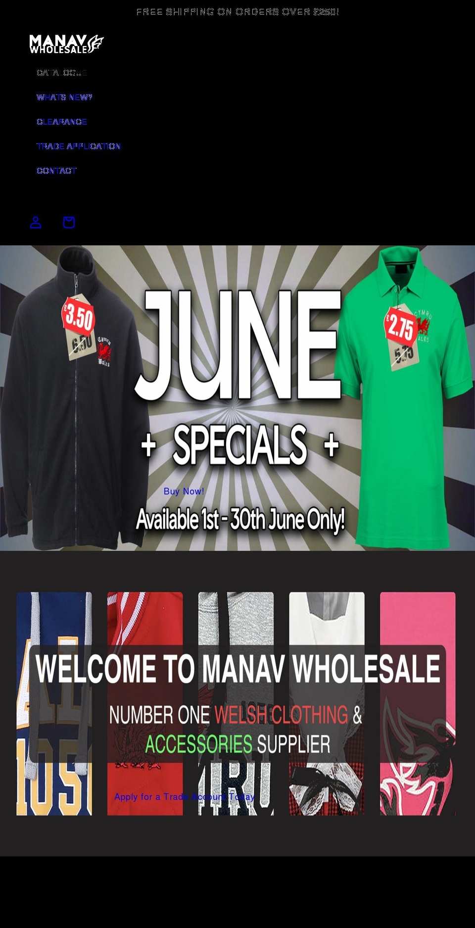 manavclothing.com shopify website screenshot