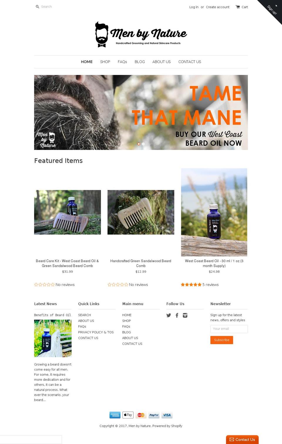 manbynature.com shopify website screenshot