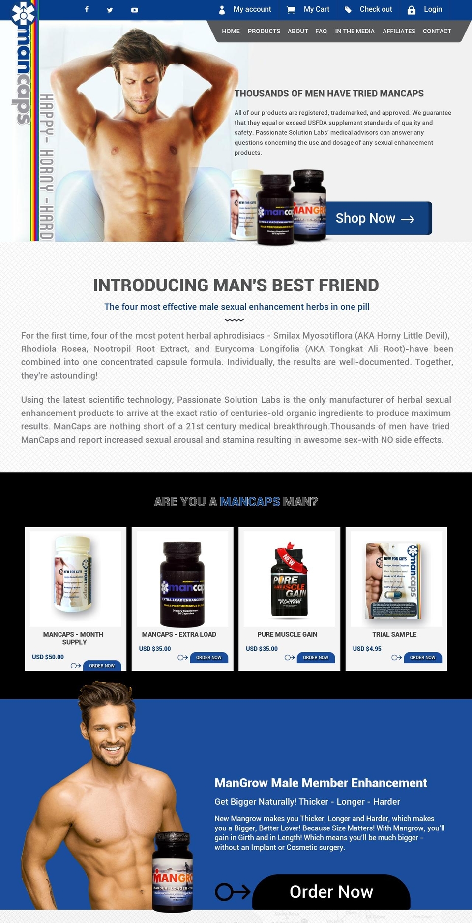 mancaps.com shopify website screenshot