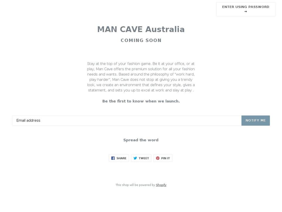 mancave-australia.com — Shopify storefront screenshot