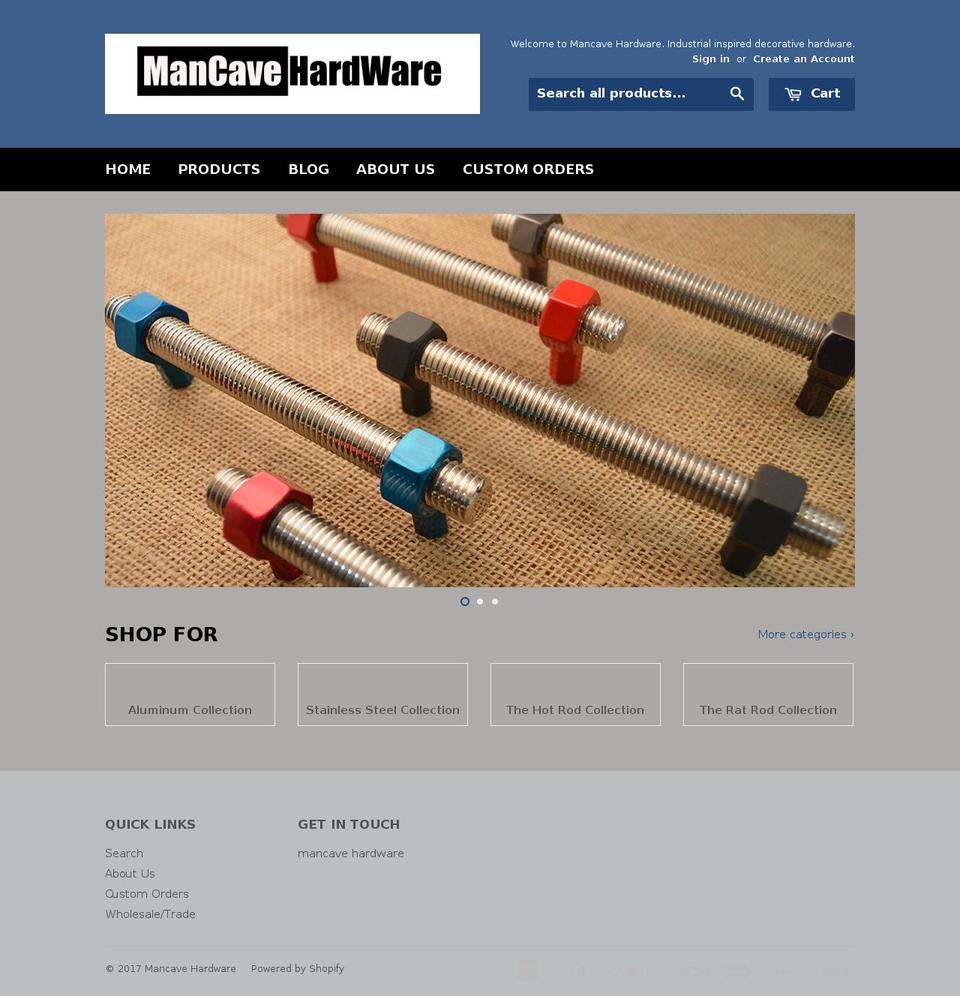 mancave-hardware.com shopify website screenshot