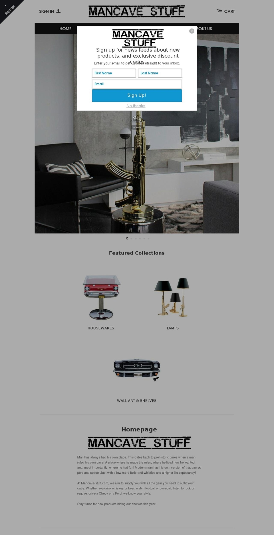 mancave-stuff.com shopify website screenshot