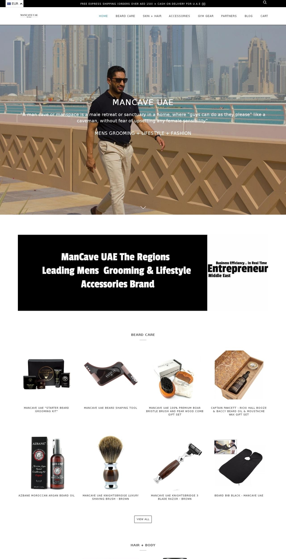 mancave-uae.com shopify website screenshot