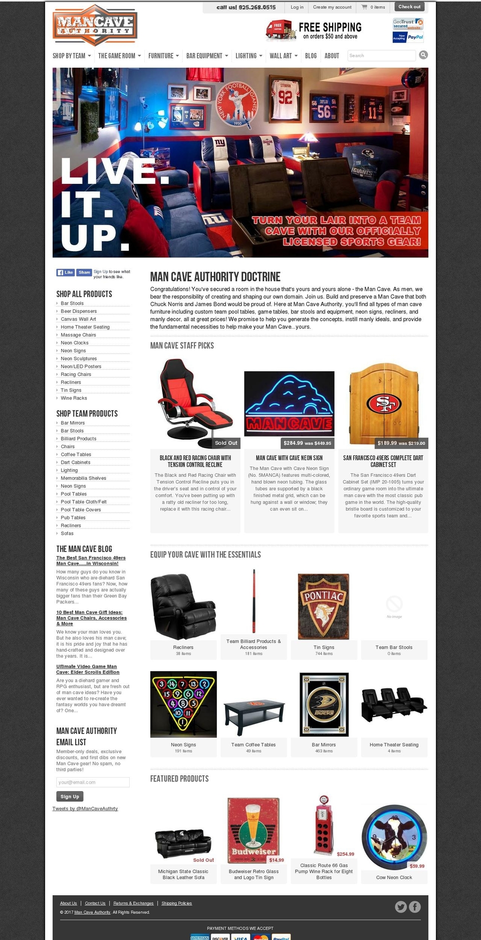 mancaveauthority.com shopify website screenshot