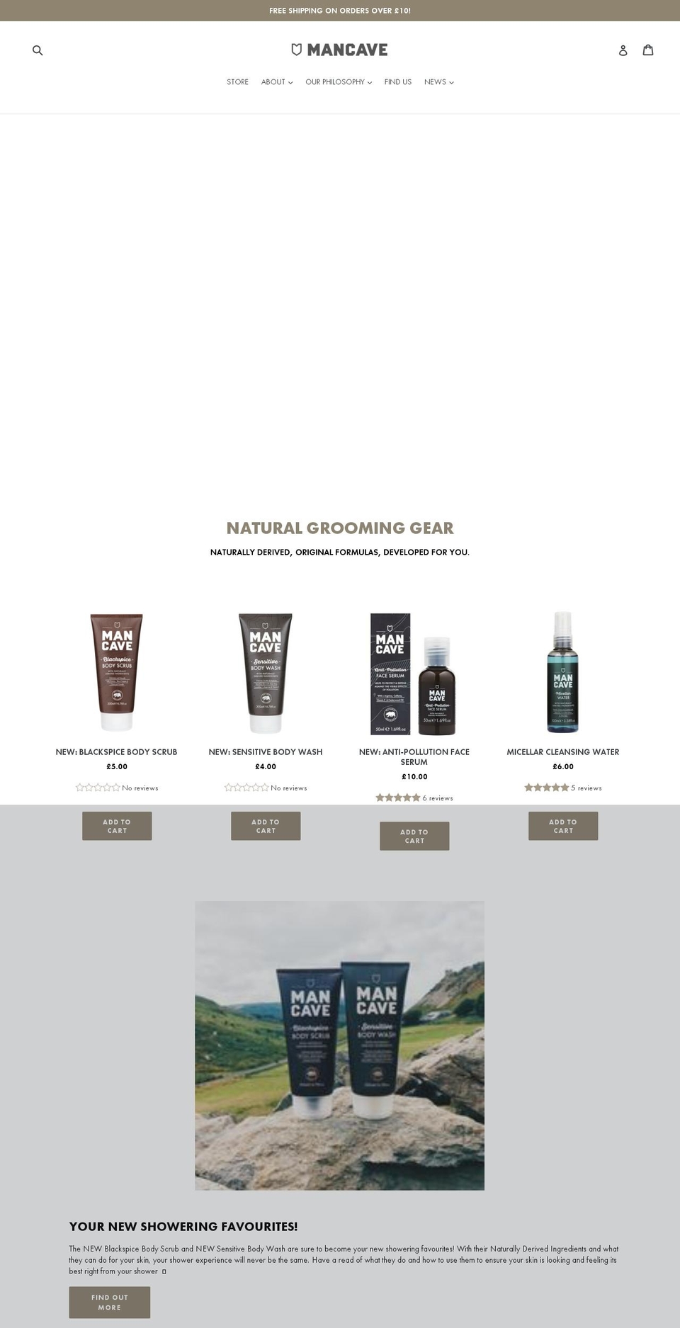 mancavegrooming.com — Shopify storefront screenshot