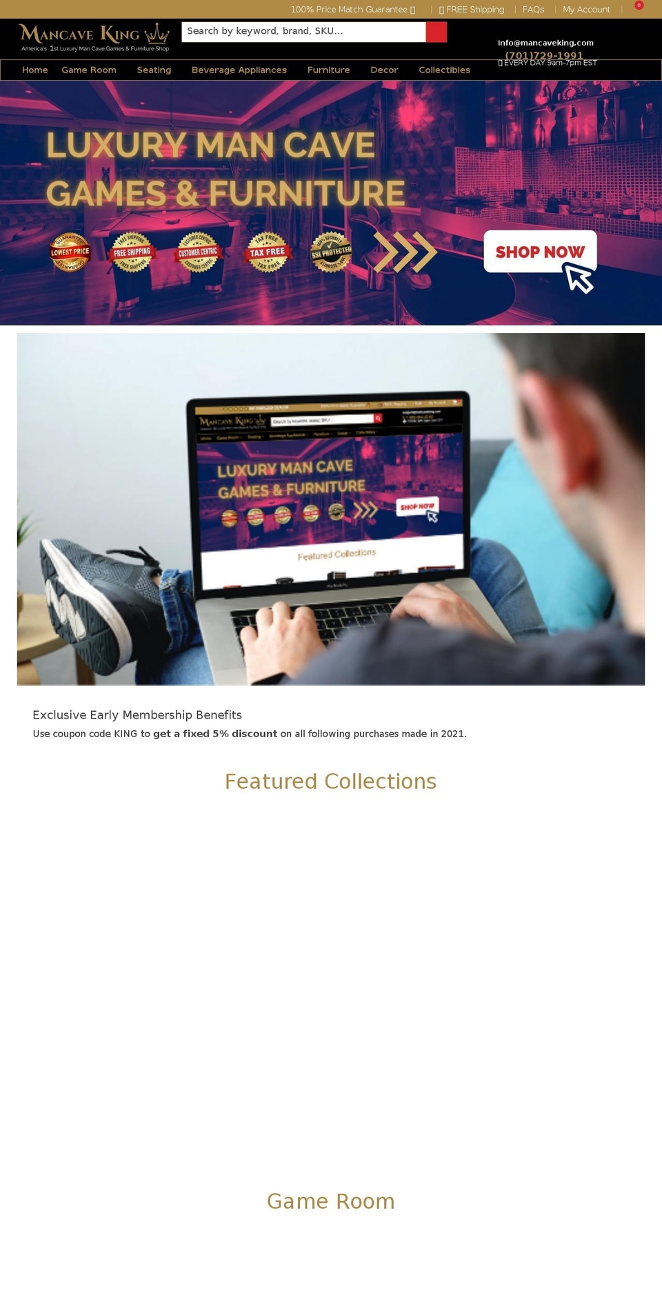 mancaveking.com shopify website screenshot