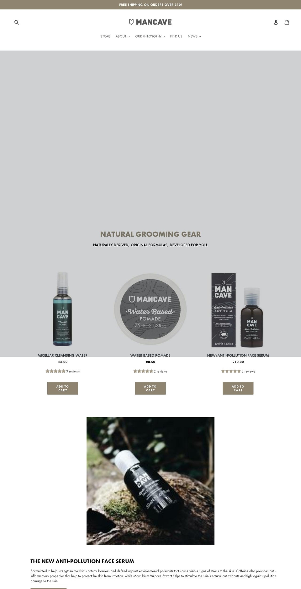 mancaveltd.com — Shopify storefront screenshot