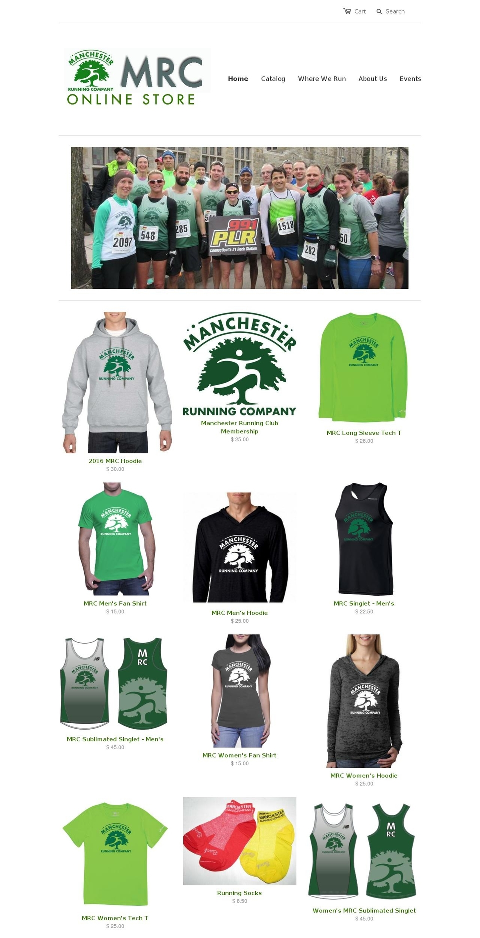 manchesterrunning.com shopify website screenshot