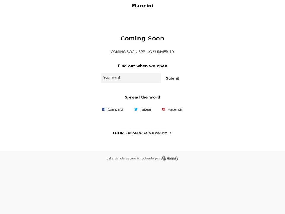 mancinionline.com — Shopify storefront screenshot