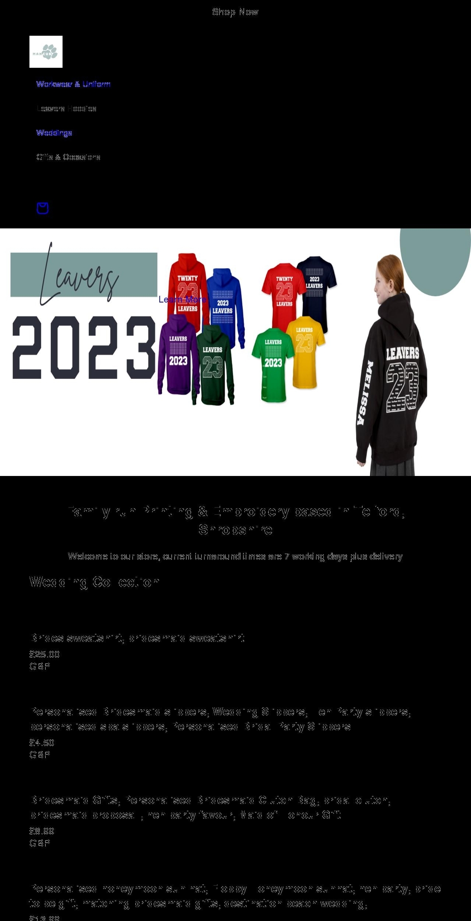mancubprints.co.uk shopify website screenshot