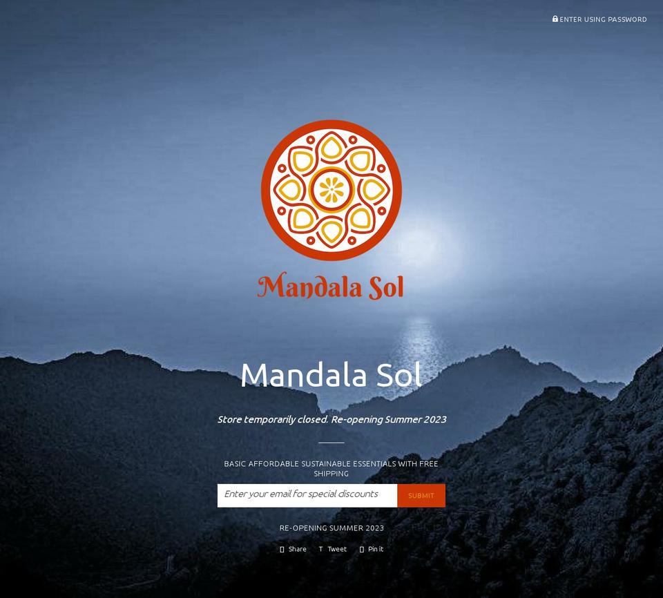 mandala-sol.com — Shopify storefront screenshot
