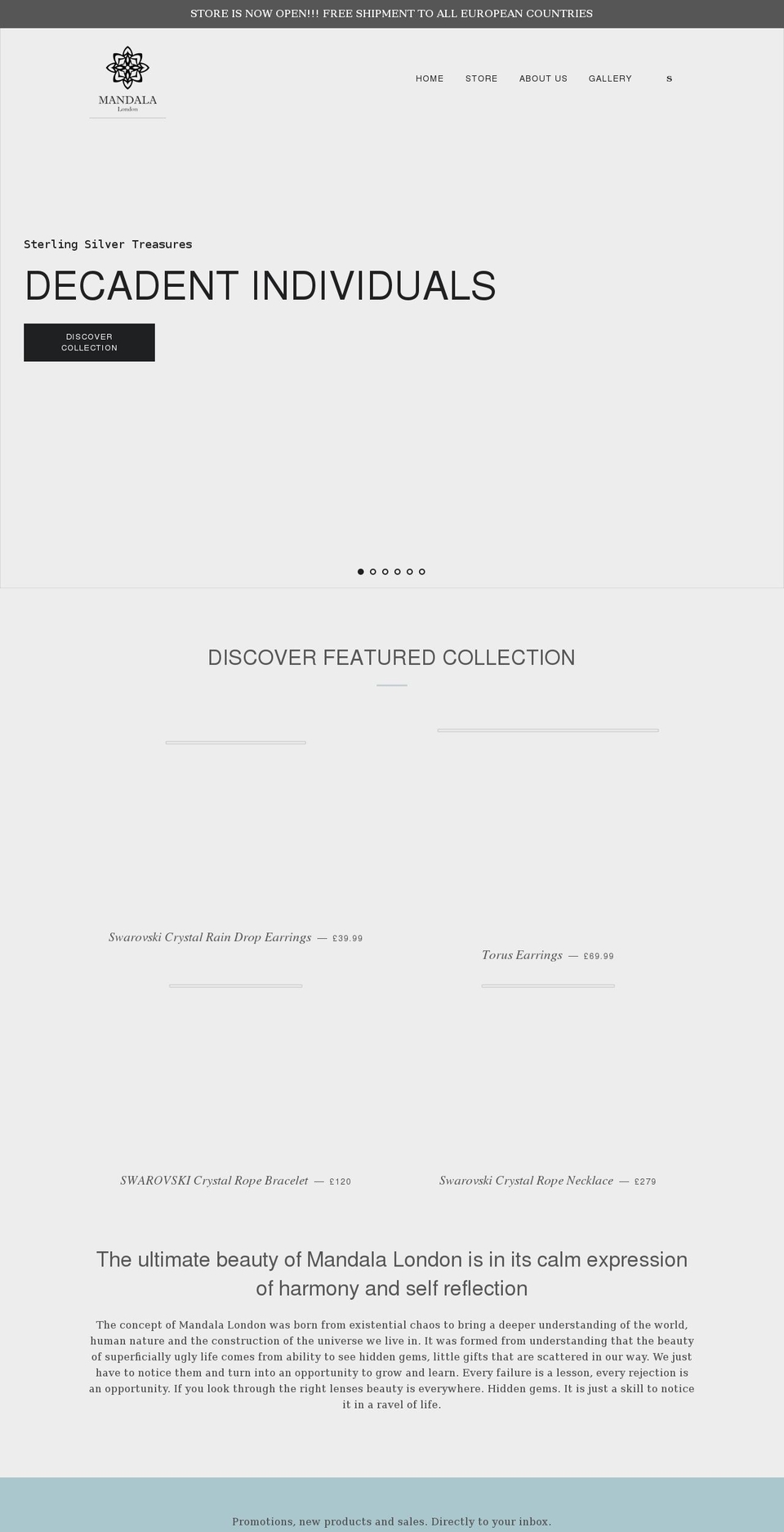 mandalalondon.com shopify website screenshot