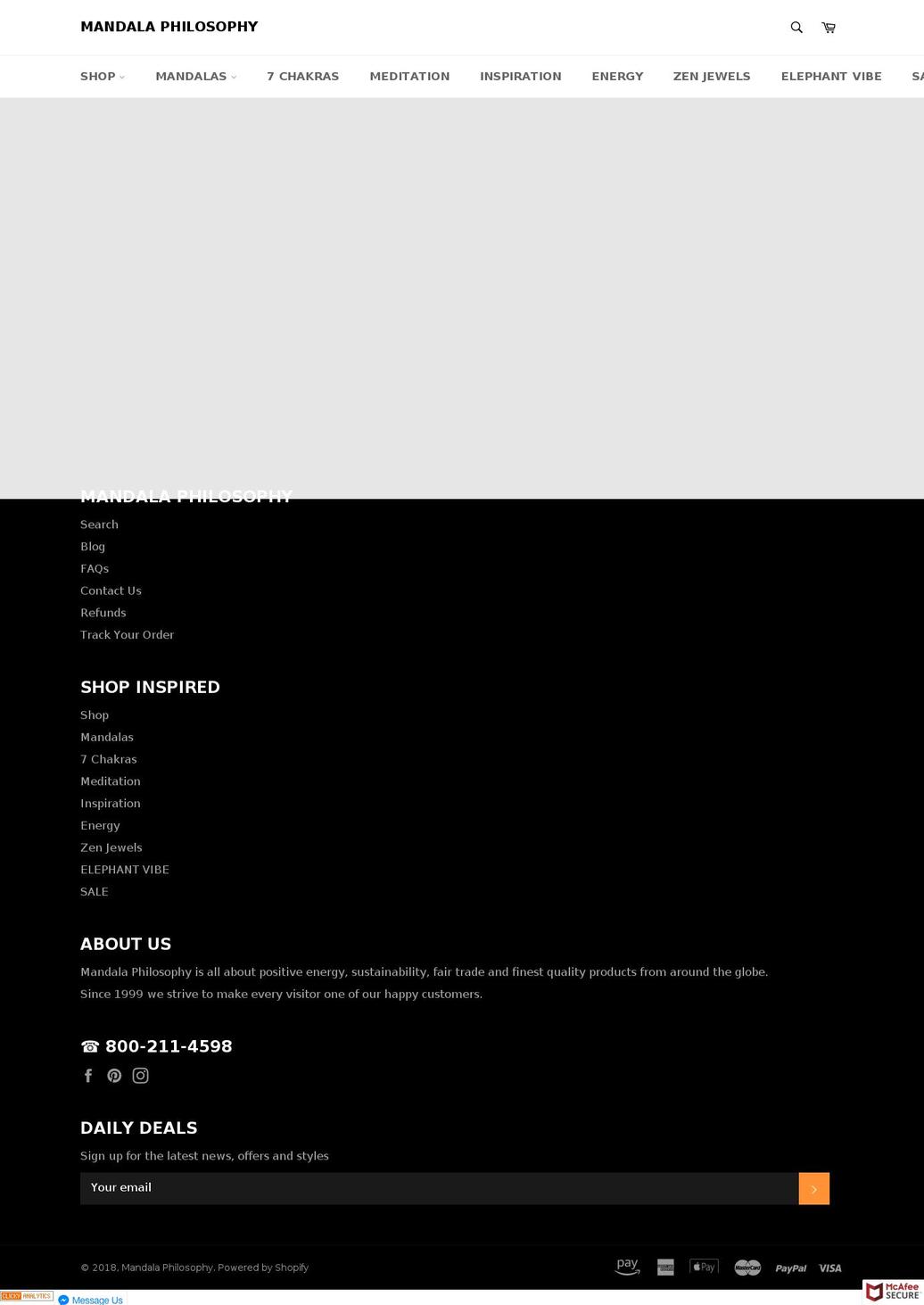 mandalaphilosophy.com shopify website screenshot