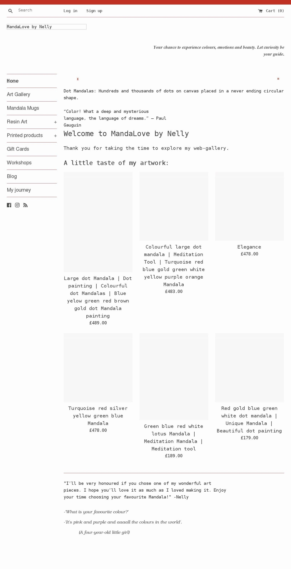 mandalovebynelly.com shopify website screenshot