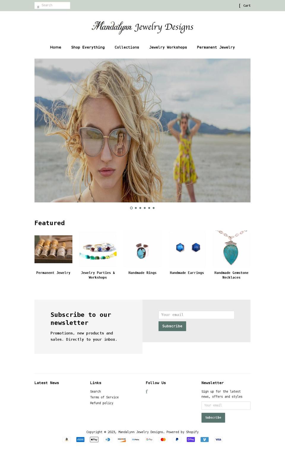mandalynnjewelrydesigns.com shopify website screenshot