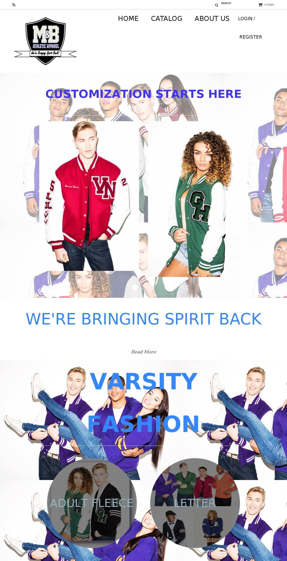 mandbathletics.com — Shopify storefront screenshot