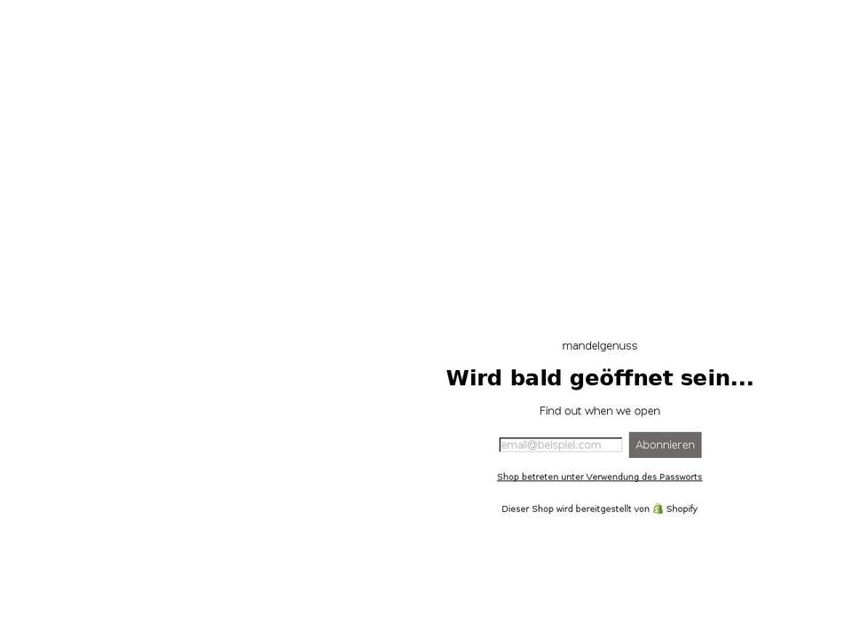 mandelgenuss.myshopify.com shopify website screenshot