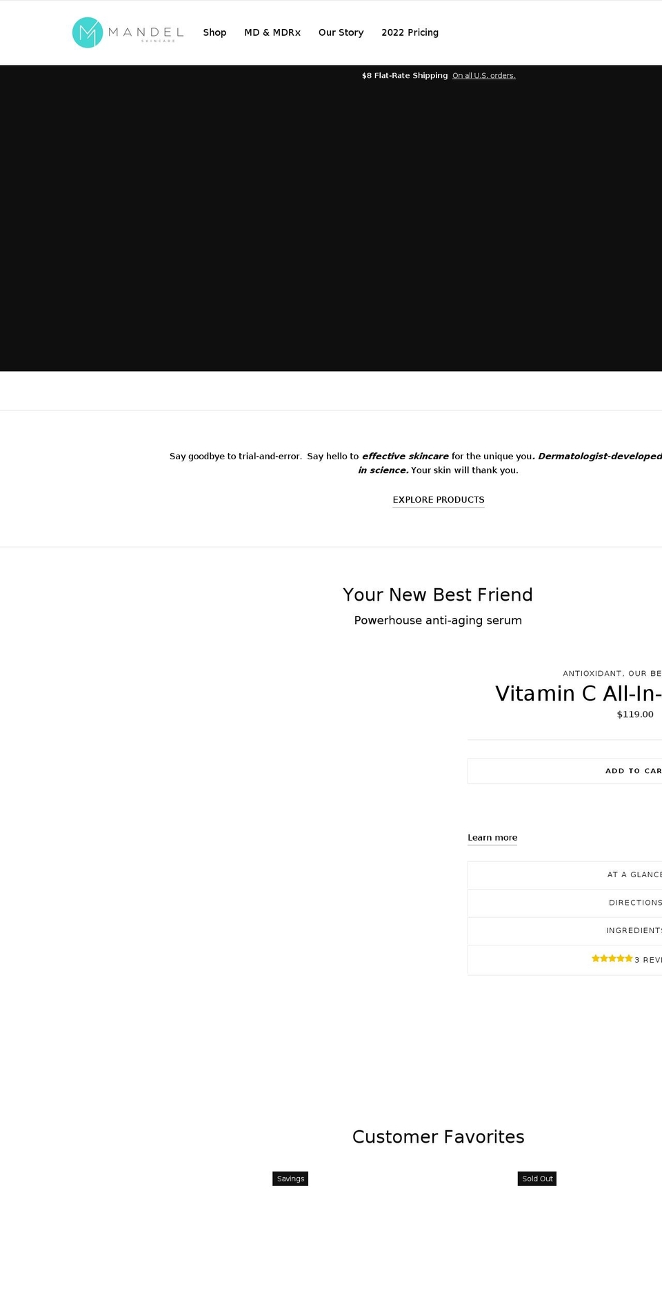 mandelskincare.com shopify website screenshot