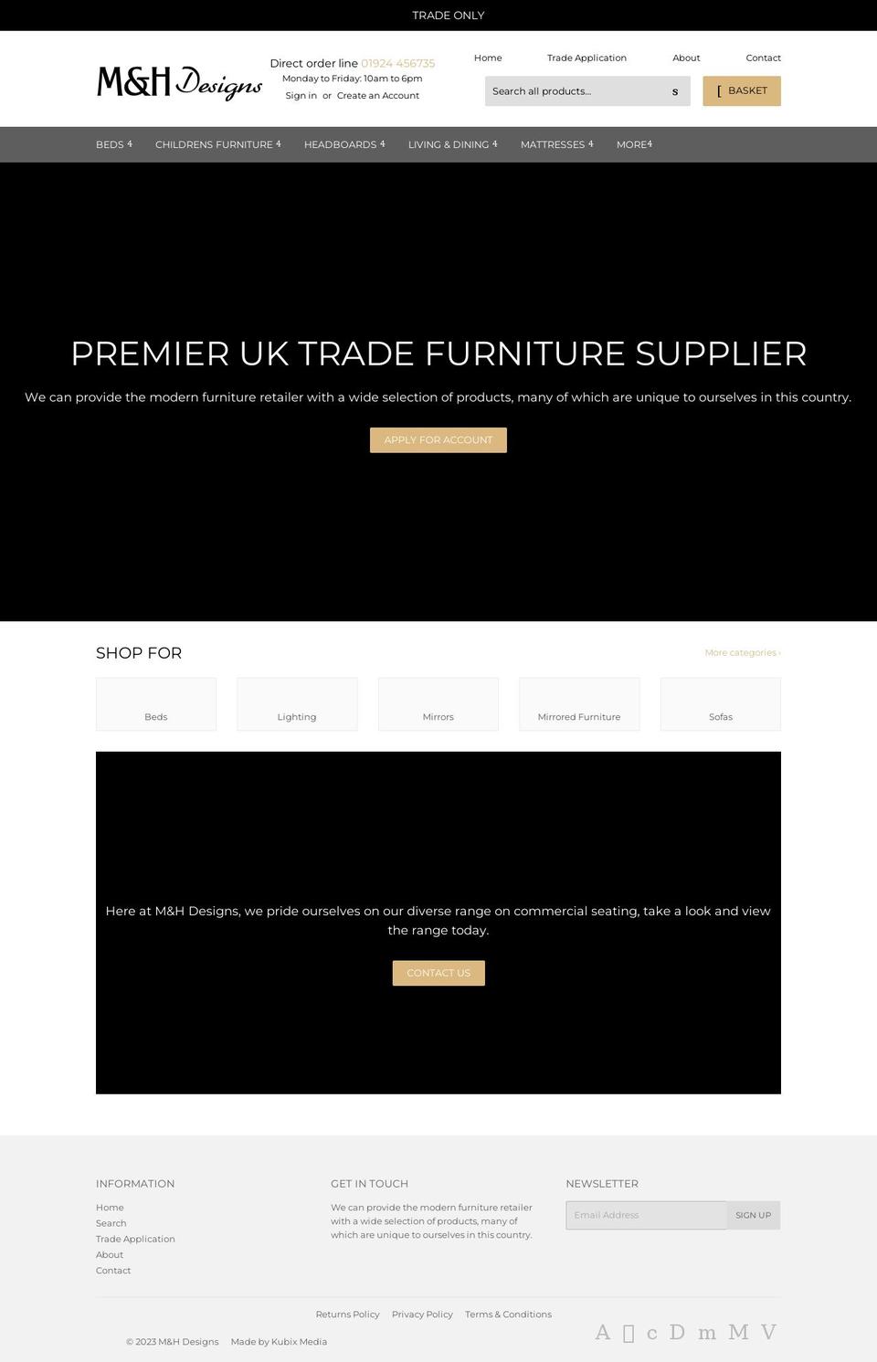 mandhdesign.co.uk shopify website screenshot