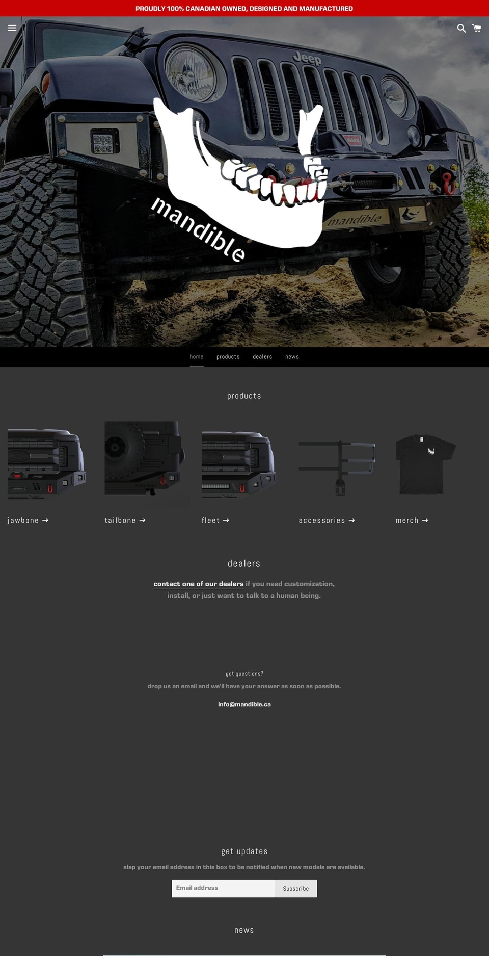 mandible.ca shopify website screenshot