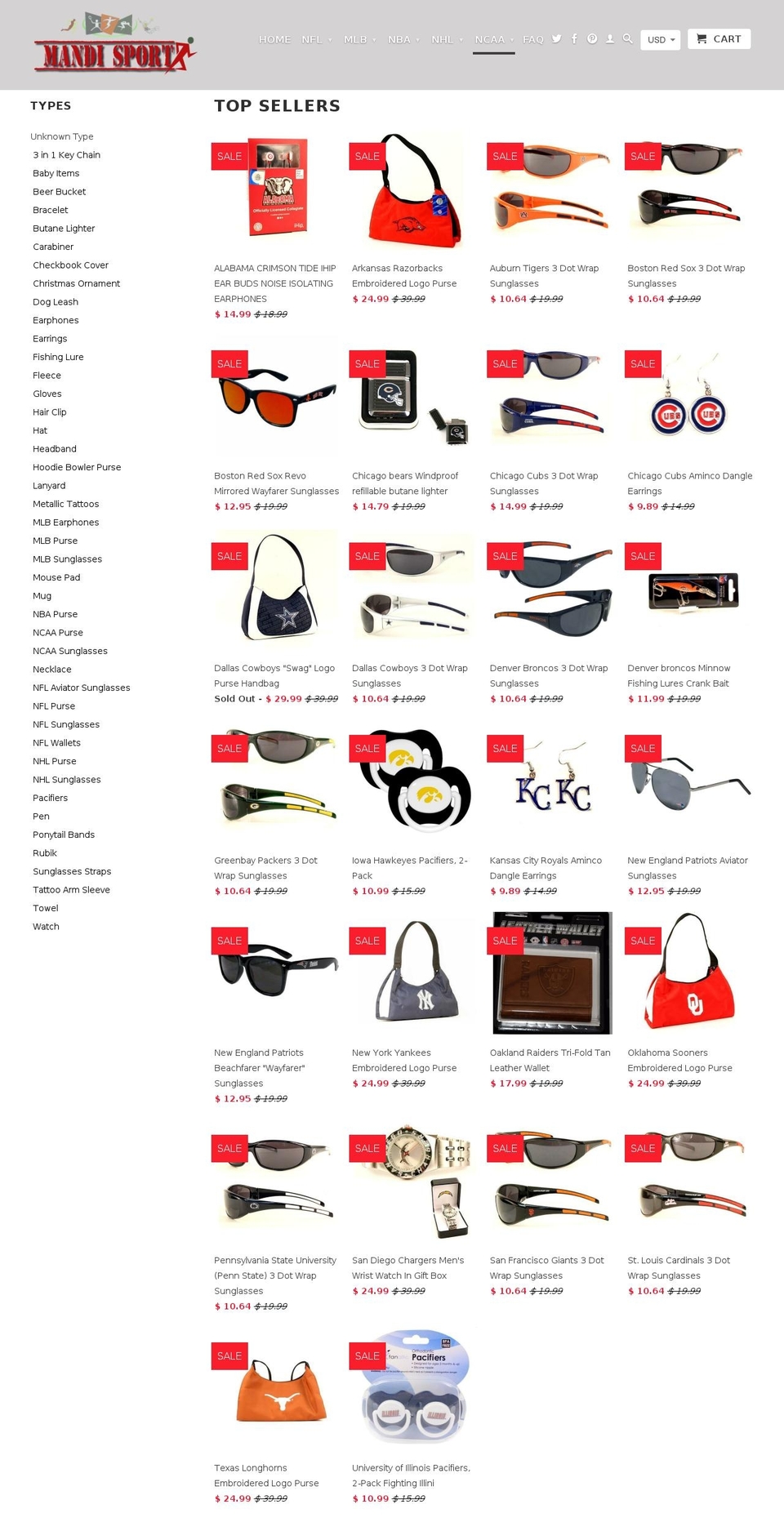 mandisports.com shopify website screenshot