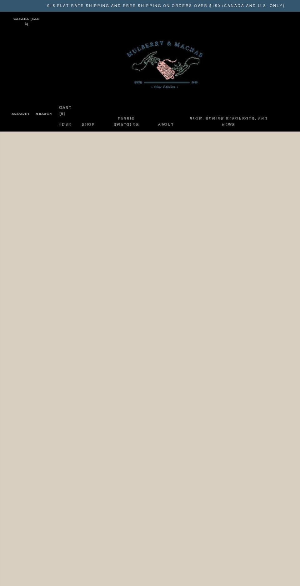 mandmfabric.com — Shopify storefront screenshot