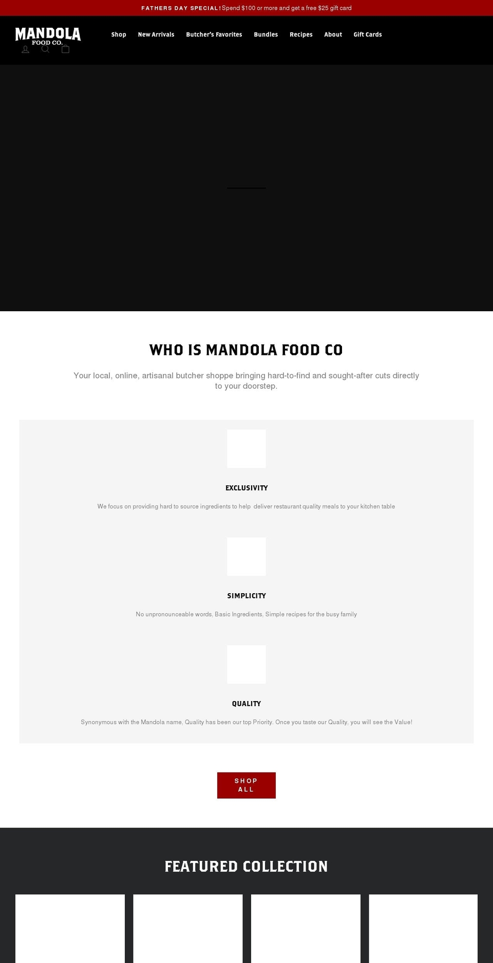 mandolafoodco.com shopify website screenshot