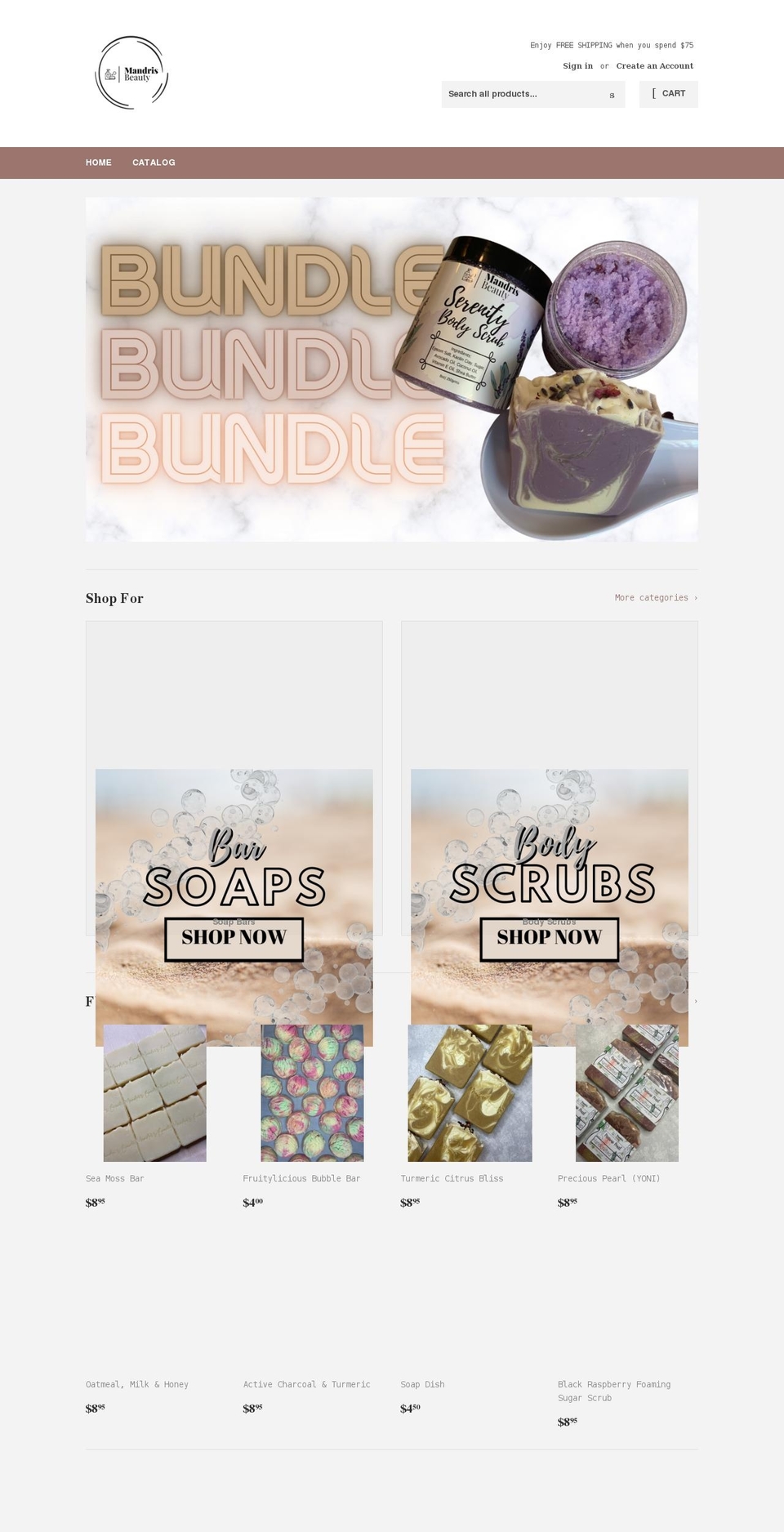mandrisbeauty.com shopify website screenshot